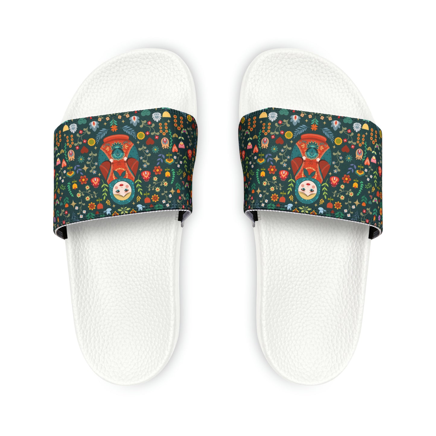 Nesting Doll Dark Green Slide Sandals